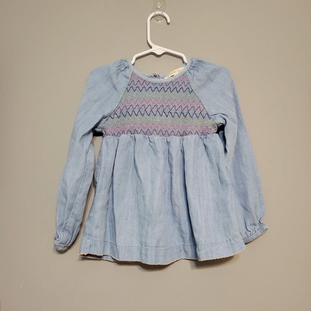 Matilda Jane Girls 4T Enchanted Garden Charleston Chambray Shirt Embroidery